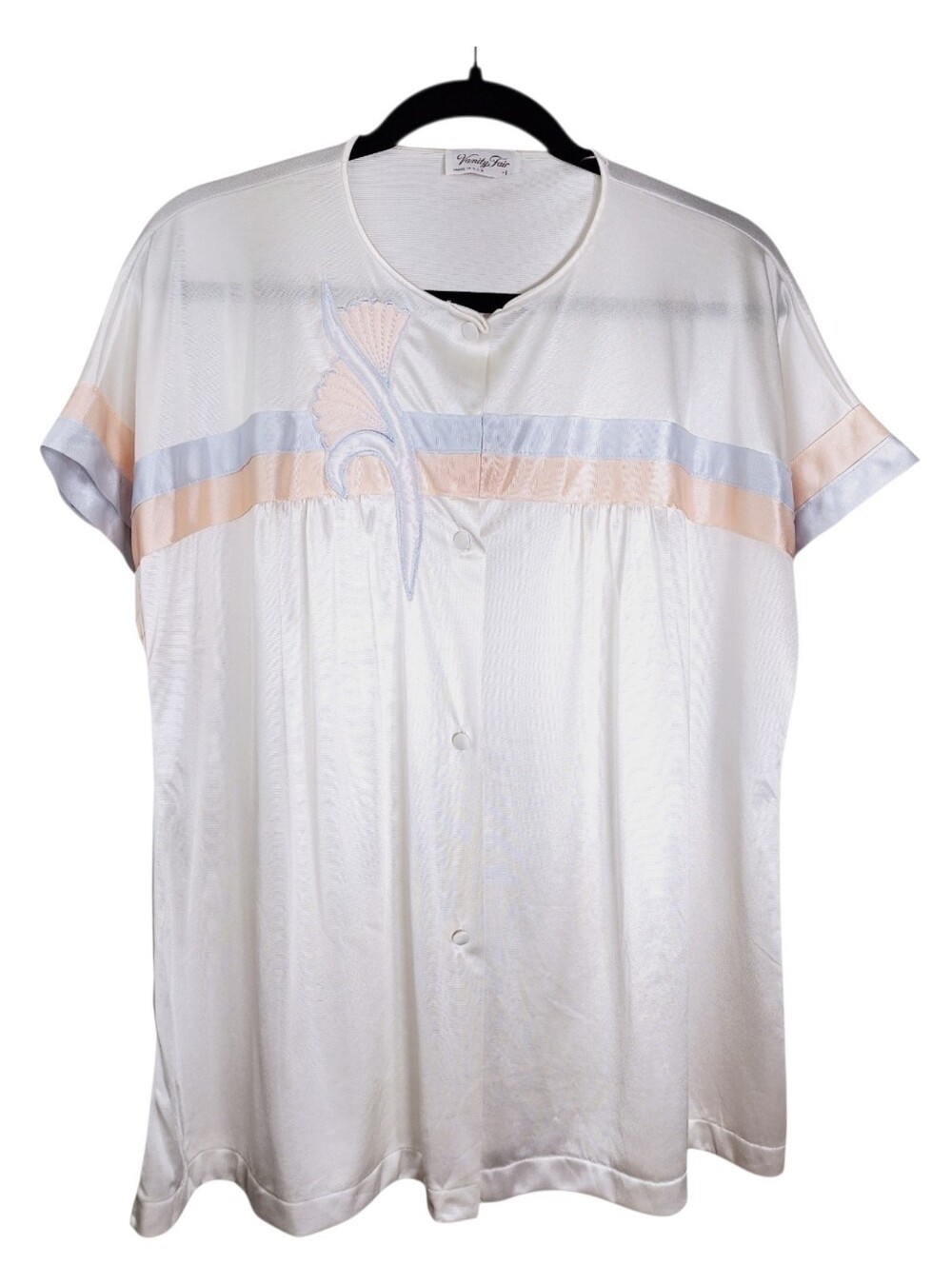 Vintage 70s Vanity Fair Button Up Top Sz L Cottagecore Soft Girl Coquette Pastel